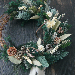 Christmas harf wreath -forest green white- 6枚目の画像