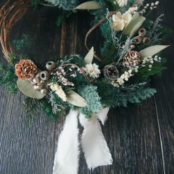 Christmas harf wreath -forest green white- 3枚目の画像