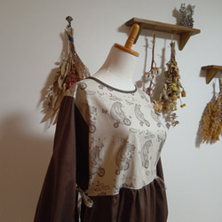 ☆セール☆真夜中のサイクリングくまちゃんワンピースブラウン 4枚目の画像