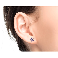 【新作】スタッドピアス ＊Periwinkle＊ 金属アレルギー対応 チタンポスト 花 ピンク ローズゴールド 紫 2枚目の画像