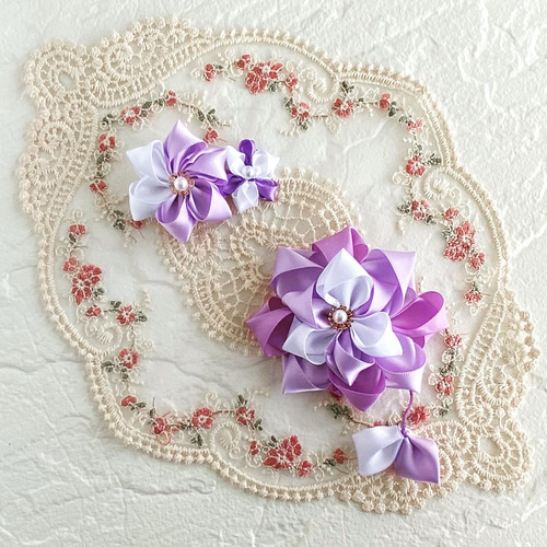 七五三髪飾り 子供 ヘアクリップ リボン フラワーリボン 七五三 お花