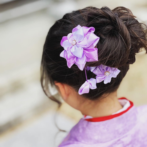 七五三髪飾り 子供 ヘアクリップ リボン フラワーリボン 七五三 お花