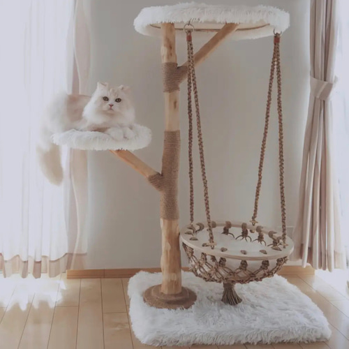 雲にのる】無垢材キャットタワー猫の揺りかご 北欧風 木製 天然 雲にのる】無垢材キャットタワー猫の揺りかご 北欧風 木製 天然