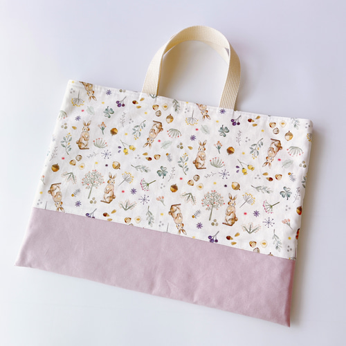 5点セット】《 北欧うさぎの森／ライラック 》レッスンバッグ 上履き