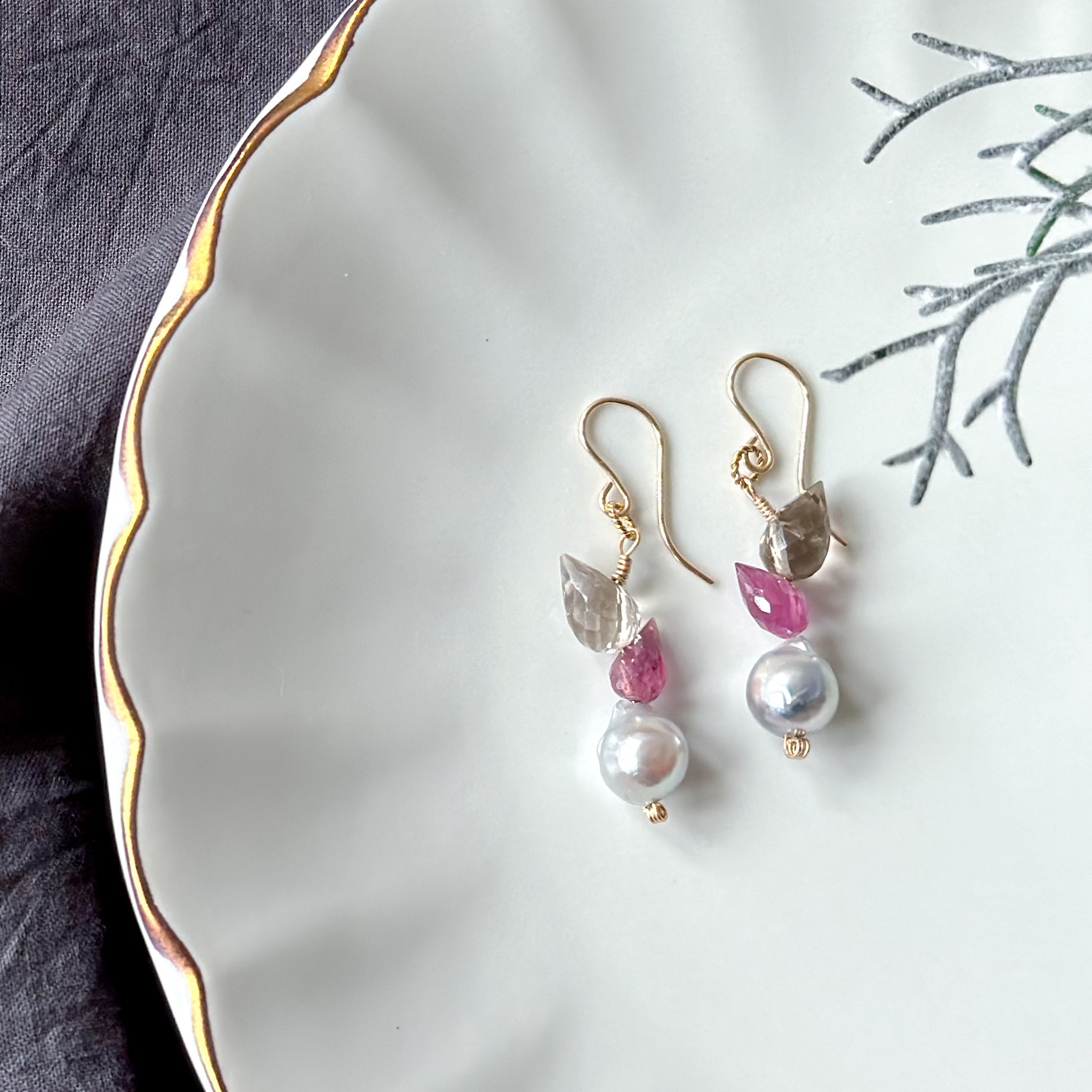 試作品】アンデシンxルビー☆天然石チャーム 