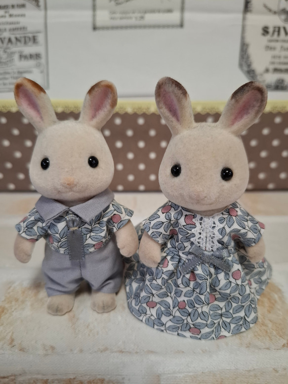 ハンドメイド シルバニアファミリーペア大人服 デートコーデ リバティ