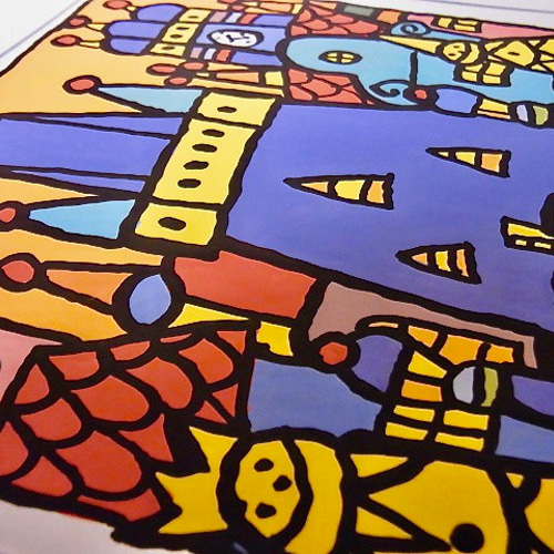 OTTA 手描きイラスト チェコ プラハ カレル橋 風景 天文時計 ポスター