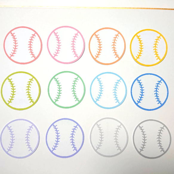 野球・ソフトボール★色紙・寄せ書き用メッセージシール12枚(カラフル12色) 1枚目の画像