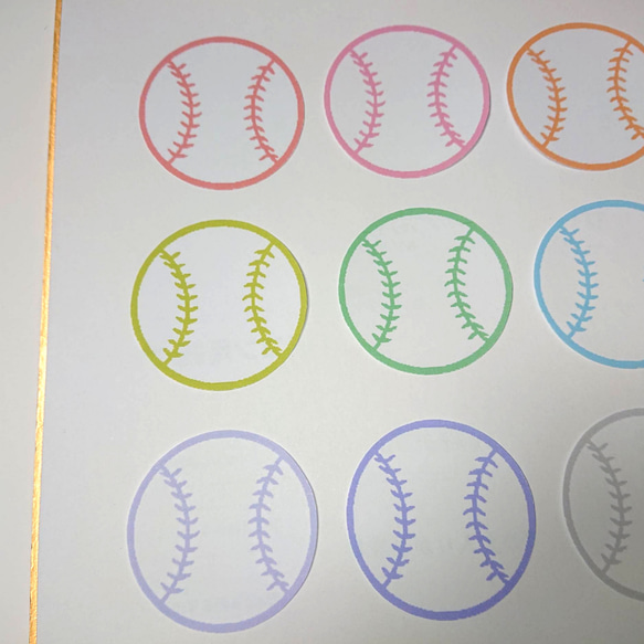 野球・ソフトボール★色紙・寄せ書き用メッセージシール12枚(カラフル12色) 2枚目の画像