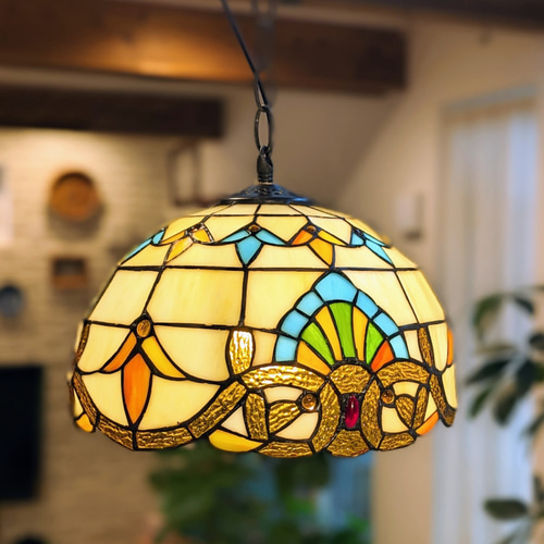 ステンドグラスシェードのペンダントライト※受注生産 シーリングライト