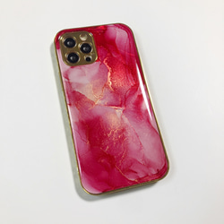 アルコールインクアートiPhoneケース/TPU【red】 2枚目の画像
