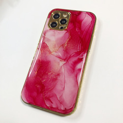 アルコールインクアートiPhoneケース/TPU【red】 3枚目の画像