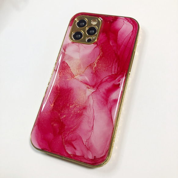 アルコールインクアートiPhoneケース/TPU【red】 3枚目の画像