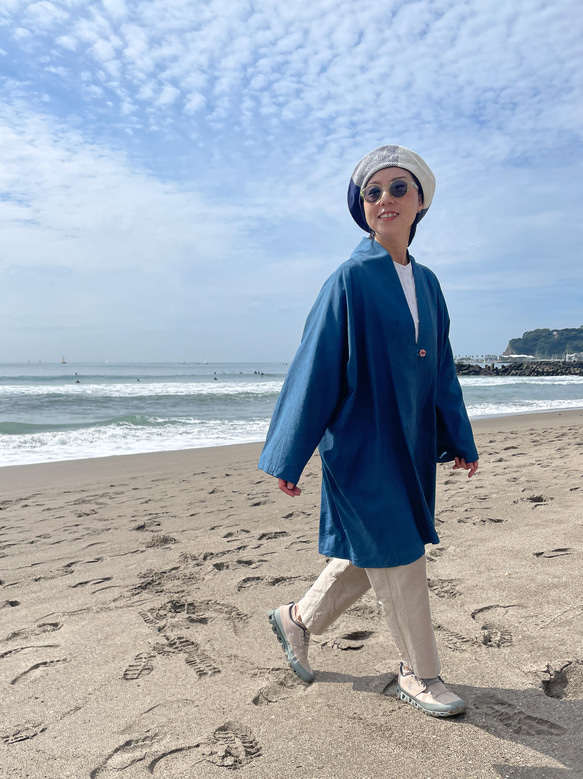 送料無料 春秋におすすめ 訳あり藍染した上品で軽やかなシルクウール  