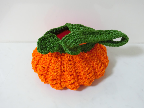 ハロウィンかぼちゃミニバッグ　オレンジ色濃色 6枚目の画像