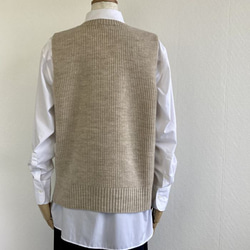 エアリースパン(メリノウール100％）ふわっと！片畦ニットベスト　【ベージュ杢】 5枚目の画像