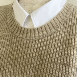 エアリースパン(メリノウール100％）ふわっと！片畦ニットベスト　【ベージュ杢】 2枚目の画像
