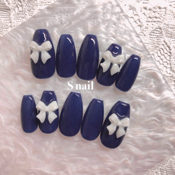 03))リボンネイル ネイルチップ 韓国ネイル フレンチガーリー シンプルネイル サイズオーダー】nailtip リボンネイル フレンチネイル パールネイル