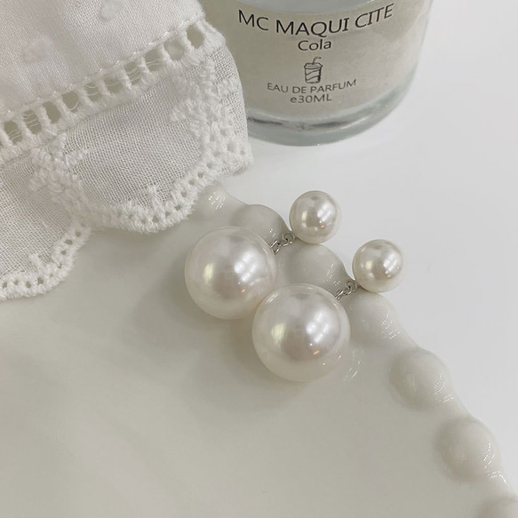 PEARL CLIP CHAINHOOP PIERCED EARRINGS(2SP0880)SV925 ピアス