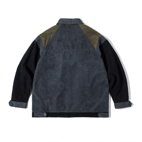 秋冬新品 ラペルジャケット メンズ コントラスト レトロ アウトドアアウターコート カラーブロックのポケット 4枚目の画像