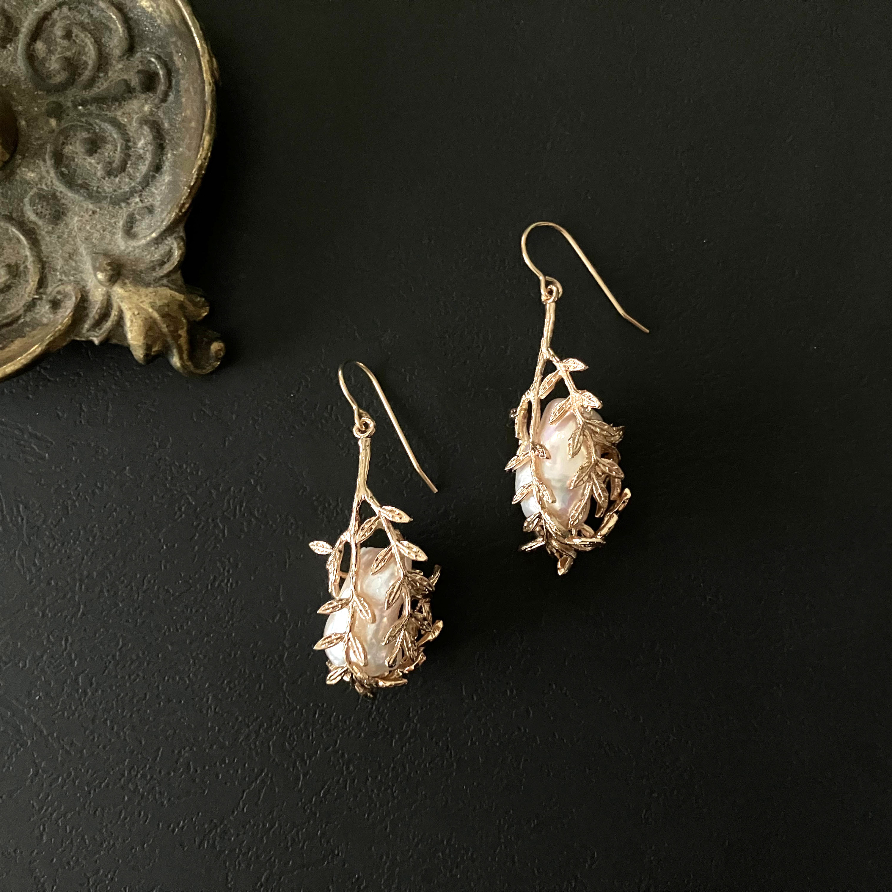 [受注製作] 宿り木のピアス 14kgf*pearl