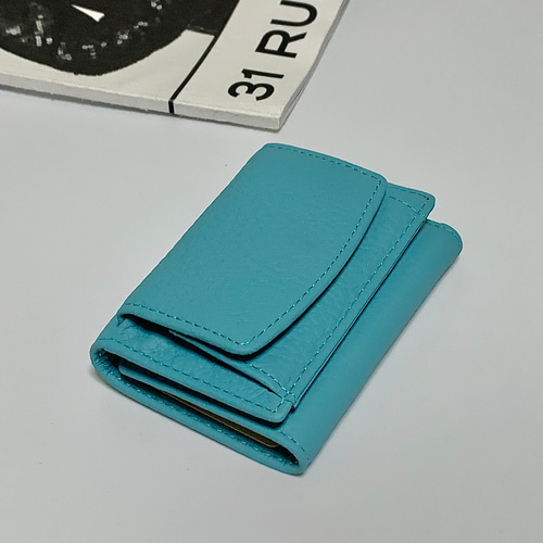 Moto 三つ折財布 レザー ブルー マットバケッタレザー】 MOTO W5R 3つ折ショートウォレット BLUE