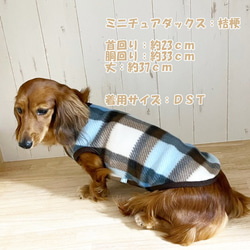 【NEW】 フリース タンクトップ  チェック 【サックス】 Dog 犬服 ドッグウェア 秋冬  タータンチェック 6枚目の画像