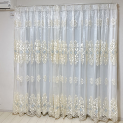 刺繍レースカーテン クローバー ラッキー 刺繍柄 おしゃれ 高級刺繍柄レースカーテン 刺繍 クローバー柄 綺麗 新生活