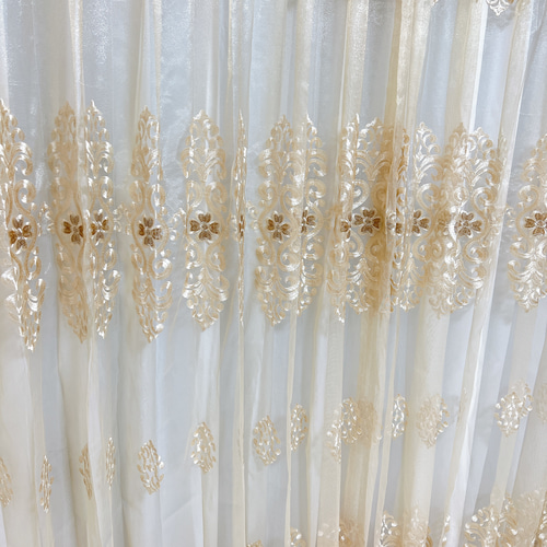 高級刺繍柄レースカーテン 刺繍 クローバー柄 綺麗 新生活 引越し