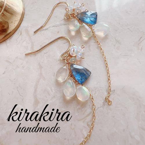 14kgfエチオピアオパールピアス/イヤリング