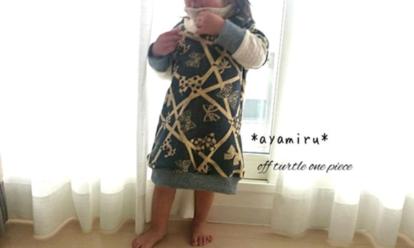 子供服　オフタートルのふんわりワンピ　リボンドット　90サイズ　トレーナー　カットソー 2枚目の画像