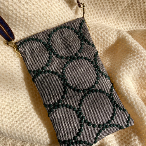 ★momo【スマホショルダー】ミナペルホネン タンバリン チャコール スマホショルダー ミナペルホネン タンバリン スマホポシェット