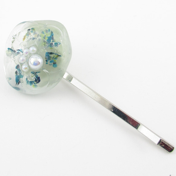 この季節の街角でたたずむクォーツが、より一層想うのは明日の希望とちょっとした灯でした♪<1点ものヘアピン>HP149 2枚目の画像