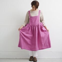 ピナフォアエプロン FF / フラッフィリネン fluffy linen ピンク