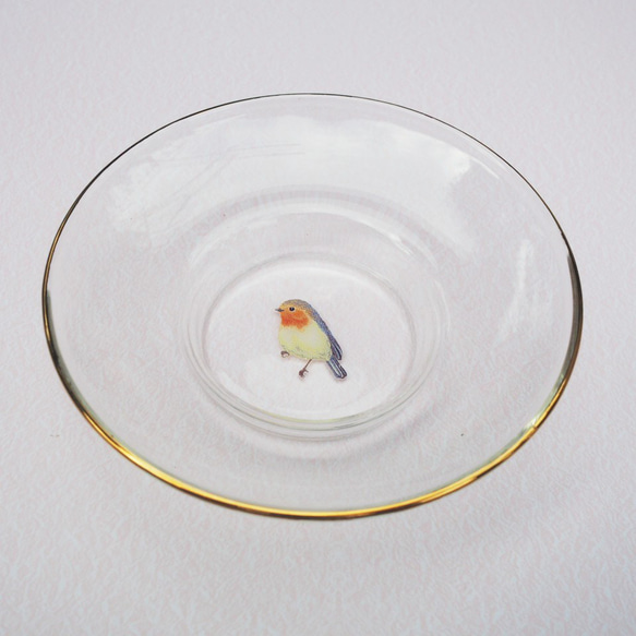 お花と鳥のガラスの蓋碗　中国茶器　ハーブティーにも❤　がいわん　ポーセラーツ　 8枚目の画像