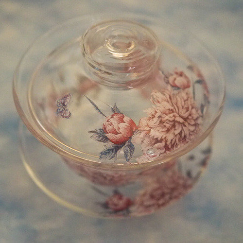 ガラスの蓋碗・芍薬 中国茶器 緑茶やハーブティーにも❤ がいわん