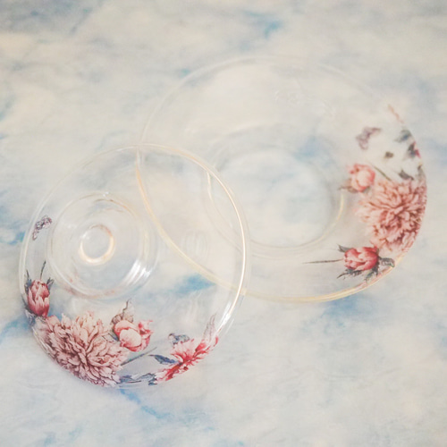 ガラスの蓋碗・芍薬 中国茶器 緑茶やハーブティーにも❤ がいわん