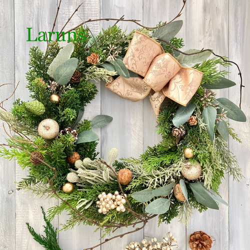 特大クリスマスリース（大）グリーン増量ゴールドクリスマスリース