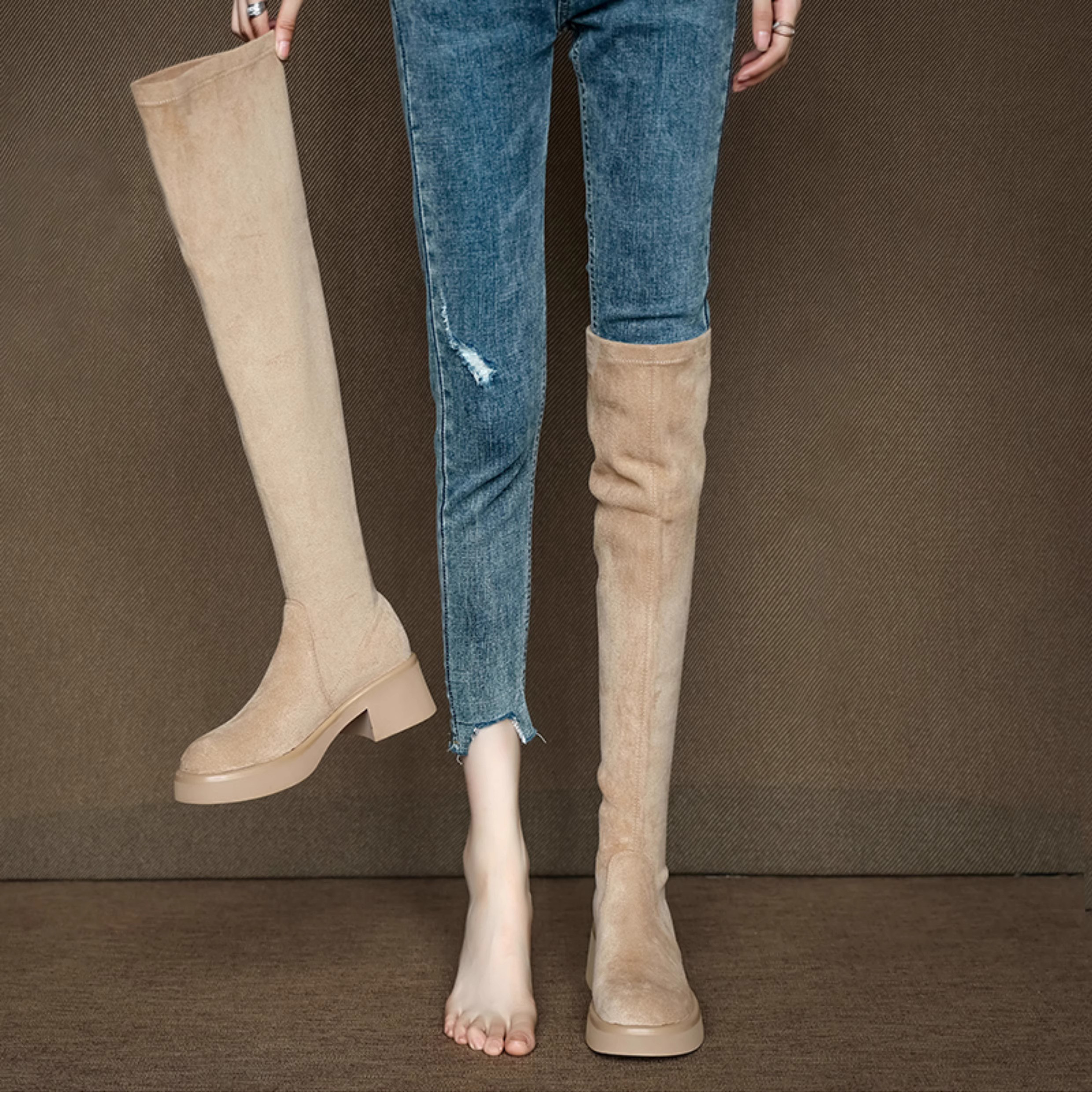 ロングブーツなのに着脱カンタン。本革ブーツ ジョッキーブーツ ニーハイブーツ ブーツ 膝丈 靴 デート サイドジップ 靴