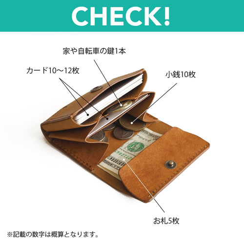 カードたっぷり ミニ財布 【ネイビー】 革 メンズ レディース
