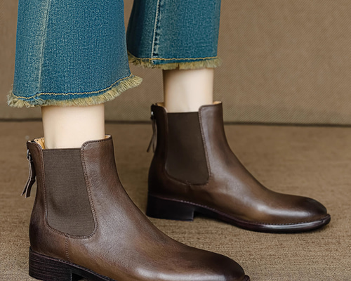 BERVICATO 本革 レザー サイドゴアブーツ チェルシーブーツ 23.5 本革 ハイカット チェルシーブーツ サイドゴアブーツ ワークブーツ 靴