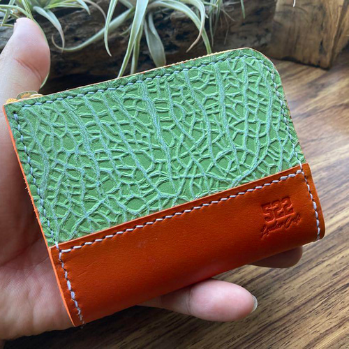 メロンデザイン牛革財布ハンドメイド