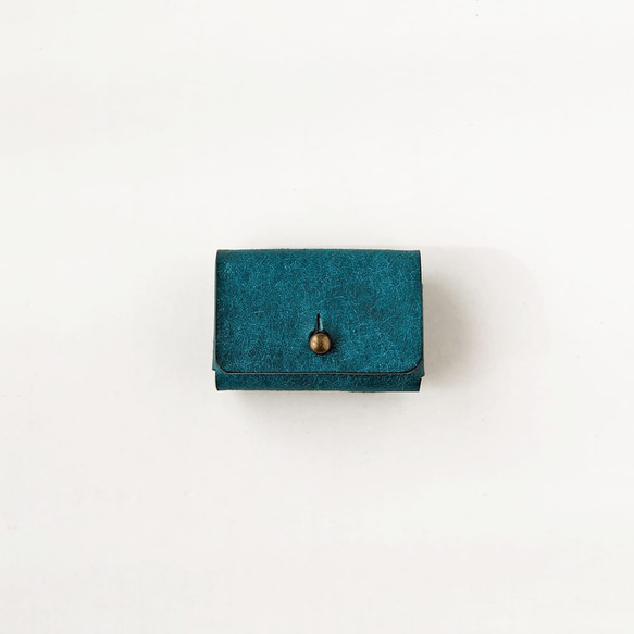 可容納999日圓以上的小零皮夾【綠松石色】品牌男士女士時尚小巧皮革 第1張的照片