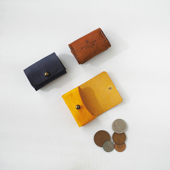 可容納 999 日圓以上的小零錢包 [藍色] 品牌男士女士時尚緊湊型皮革 第10張的照片