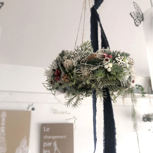 クリスマスミニフライングリース/アーティフィシャルフラワーギフト