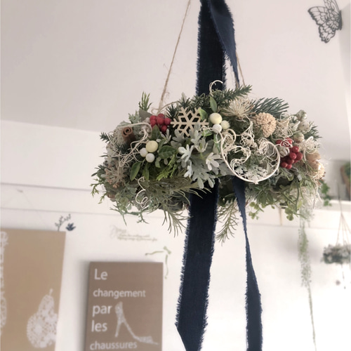 クリスマスミニフライングリース/アーティフィシャルフラワーギフト