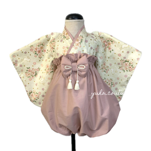 SALE】兎桜 ベビー袴 ハンドメイド お食い初め お宮参り ひなまつり