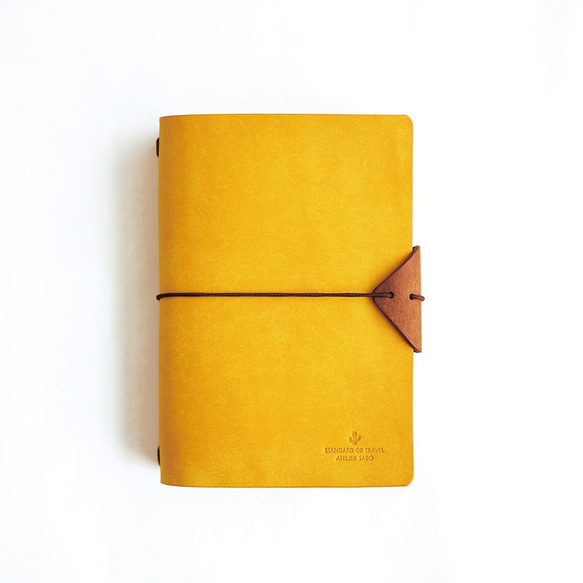 筆記本套[適用於A6尺寸][黃色x棕色]品牌商務筆筒時尚 第1張的照片