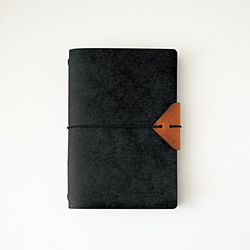 筆記本套 [A6 尺寸用] [黑色 x 棕色] 品牌商務筆筒 時尚 第1張的照片