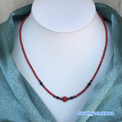 赤珊瑚・ガーネット　オリジナルネックレス　SV製アジャスター付き　R51015H1 4枚目の画像